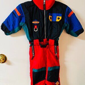 Obermeyer Ski Suit Kids Size 3 Colorblock Warm Snowsuit Belted Insulated Winter